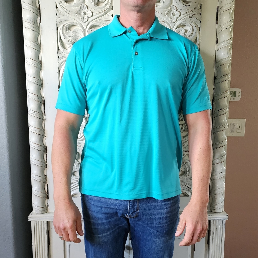 Teal golf polo